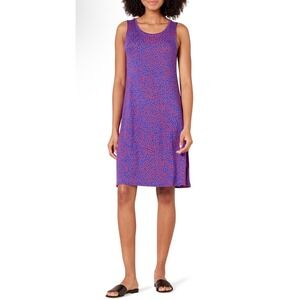 Amazon Essentials Womens Tank‎ Swing Dress Navy Blue Red Micro Dot Sleeveless L